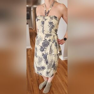 Women’s Cream Pineapple Print Wrap Dress